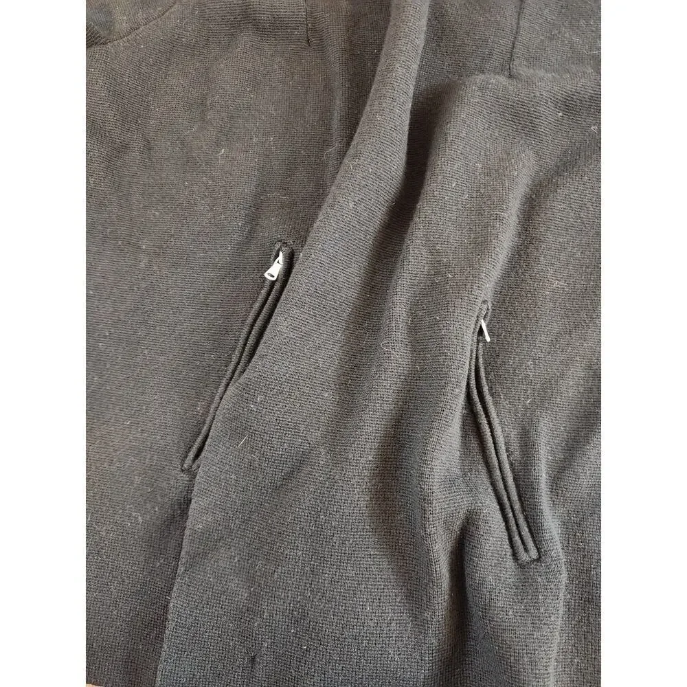 Talbots black sweater cardigan‎ sz 1Xp pure merino wool open front zip pockets